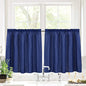 Valea Home Waffle Weave Textured Bathroom Window Curtains Water Repellent Short Curtains Window Covering Half Window Curtains Kitchen Tiers 24 inch Length, Navy Blue, Set of 2 - color: Navy Blue, size: 36"W x 24"L (Pack of 2)