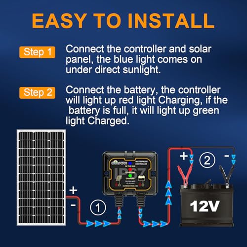 SOLPERK 100W Solar Battery Charger Solar Battery Maintainer + Smart 10A MPPT Charge Controlle, Solar Panel Kit for Car RV Boat Motorcycle，12V Waterproof Solar Panel Charger Trickle Charging - size: 100W MPPT Kit