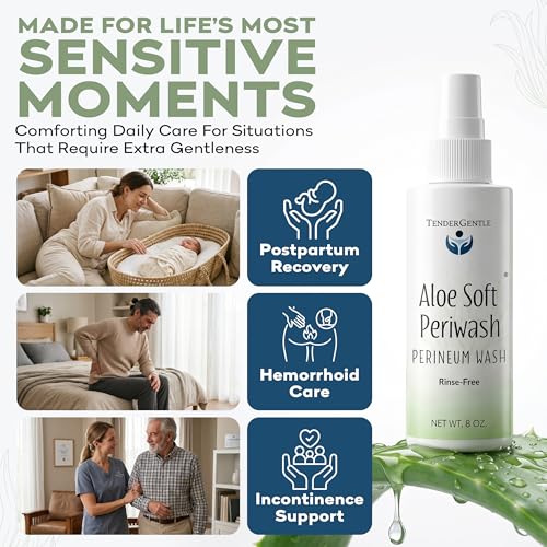 Aloe Soft Perineal Spray - Pack of 2 8 oz Rinse Free Perineum Wash - Cleanses and Soothes - Made with Aloe Vera Extract - size: 2 Count