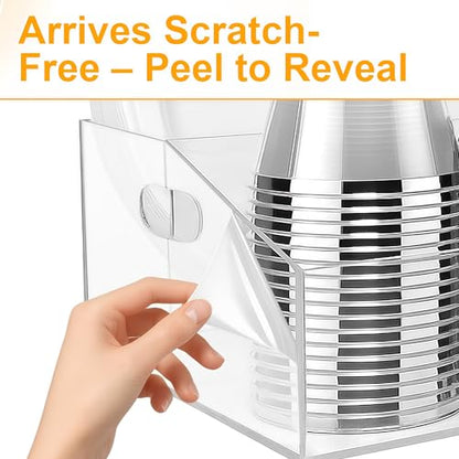 Acrylic Paper Plate Organizer and Dispenser – Extra Capacity Plate and Utensil Caddy for Plates, Cups, Napkins and Cutlery, Ideal for Kitchen, Parties, Picnics, Weddings, and Outdoor Events - size: Extra Capacity(13 x 8.66 Inch)