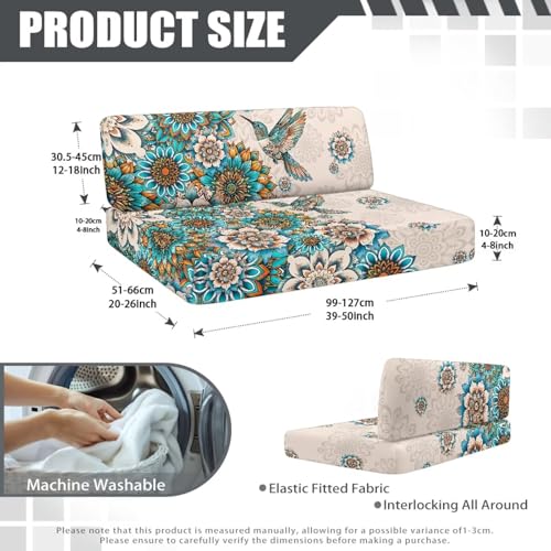 RV Sofa Covers - Stretchable Camper Seat Protector with Elastic Edges, Boho Flower Hummingbird Non-Slip Furniture Covers for RV Dinette, Lightweight & Washable - color: Boho Flower Hummingbird