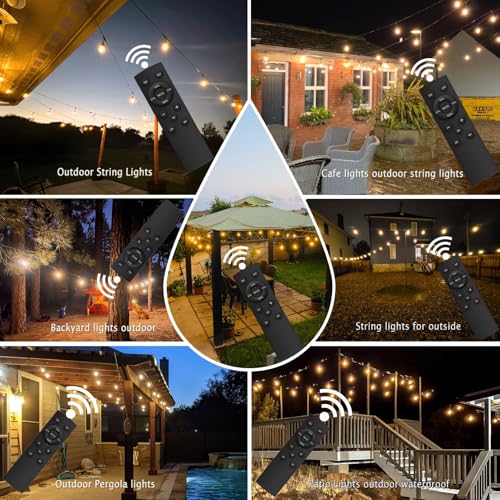 Remote Control Outdoor String Lights 200FT for Outside Patio Lights Waterproof with 63 Replaceable S14 Bulbs for Bistro Pergola Porch Backyard Dimmable, 2200K, Linkable, Hooks, Zip Ties included - size: 200 feet(Remote)