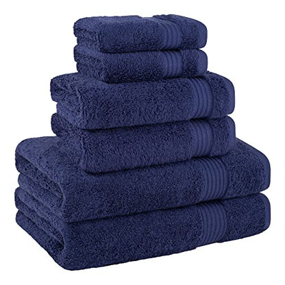Cotton Paradise 100% Cotton Turkish Towel Set, Soft Absorbent Quick Dry, 6 Piece Towel Set, Navy Blue - color: Navy Blue