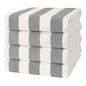 Cotton Paradise, Cabana Stripe Beach Towels 4 Packed, 30x60 inches Extra Large Pool Towels, Soft Absorbent Quick Dry, Light Gray - color: Light Gray