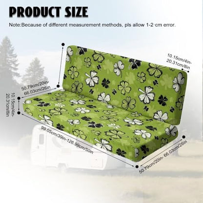 Green Shamrock Pattern 2 Pack RV Dinette Cushion Covers Breathable Camper Cushion Slipcover Replacement Non-Slip St. Patrick's Day Accessories for RV Camper Car Bench - color: Green Shamrock
