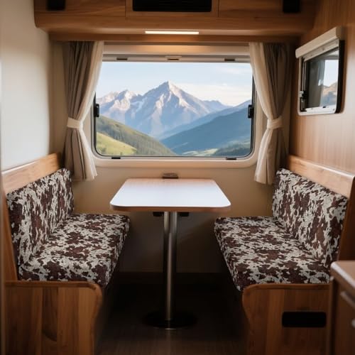 Brown Cow Pattern 2 Pcs RV Dinette Cushion Covers Thickened Sofa Furniture Protector Breathable Loveseat Sofa Chair Cover Seat Slipover for Travel Trailer Couch - color: Brown Cow