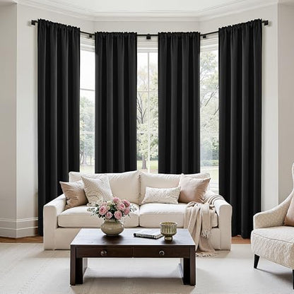 MIULEE Blackout Curtains 4 Panels Sets Black 84 Inch Length, Top and Bottom Rod Pocket Room Darkening Curtains for Living Room Bedroom Windows, 4 Pack Thermal Insulated Light Blocking Curtain - color: Black, size: 40"W x 84"L (Pack of 4)