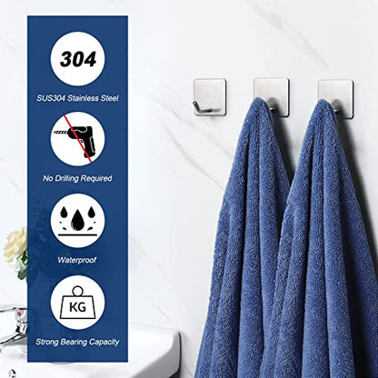 NearMoon Adhesive Hooks- Heavy Duty Bath Wall Hooks Waterproof Stainless Steel Towel Hangers Stick on Wall Clothes Holders for Bathroom Kitchen Home, 5 Pack (Brushed Nickel) - color: Brushed Nickel