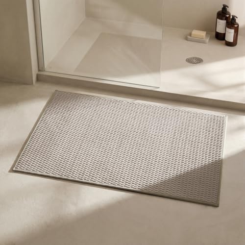 Triohero Bathroom Rugs Non Slip Washable, Super Absorbent Thin Bath Mat Small Quick Dry Low Pile Bathroom Rug, Beige 20"x30" - color: Beige, size: 20"x30"
