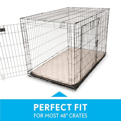 Paw Inspired Washable Padded Crate Mats for Dogs | 47” x 29” Pad, Fits 48-inch Kennels | Leakproof, Waterproof Bottom, Plush Pet Beds (Tan) - color: Tan, size: 48 Inch