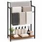 24.8" W Freestanding Towel Rack, 3 Tier Blanket Ladder Stand with Rustic Brown Wooden Shelf for Bathroom Living Room - color: Rustic Brown, size: 31.5" H x 24.8" W x7.9 D