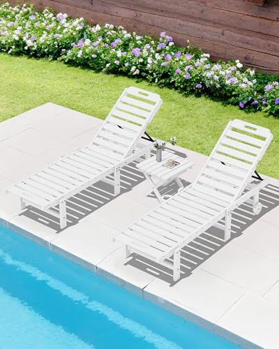 SERWALL Folding Outdoor Side Table Set of 4, Small Adirondack Side Table, White - color: White, size: Foldable 4-pack