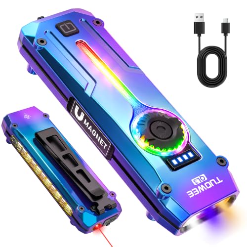 UV Flat EDC Flashlight Rechargeable 1800 High Lumens Pocket Light with RGB,Magnetic Base Small Flashlights with Dual Switch,Stepless Dimming,USB-C Waterproof Work Flash Light for Work,Home,Emergencies - color: Iridescent, size: Large