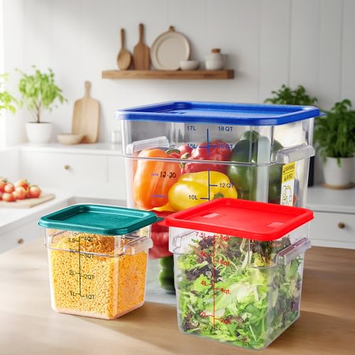 4 Pack Clear Food Storage Containers with Lids and Handles Polycarbonate Square Commercial Food Containers, NSF (4Qt) - color: 4Qt
