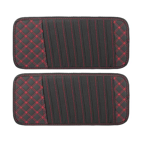X AUTOHAUX 2pcs Car CD Visor Storage Cases Vehicle Sun Visor Organizer with 10 DVD Storage Sleeves Black with Red Line - color: Red