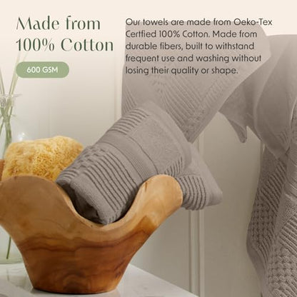Springtree Home 100% Cotton Bathroom Towel Set | 6 Piece Set - Brown Bath Towels | Geometric Textured Design | Absorbent & Quick-Dry | Oeko-TEX® Standard 100 Cotton | Myla Collection - Cobblestone - color: Cobblestone, size: 6 Piece Set
