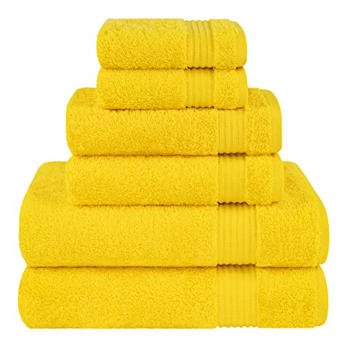Cotton Paradise 100% Cotton Turkish Towel Set, Soft Absorbent Quick Dry, 6 Piece Towel Set, Yellow - color: Yellow
