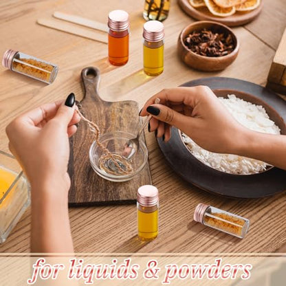 Didaey 100 Pcs Small Clear Vials Spice Mini Jars with Lids Mini Glass Bottles with Screw Aluminum Metal Caps Tiny Jars Sample Containers for Powder Cream Cosmetic Jewelry Wedding (10 ml,Rose Gold) - color: Rose Gold, size: 10 ml
