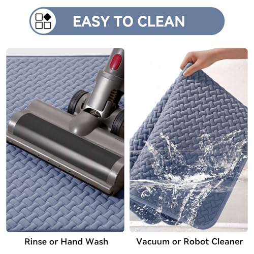 YDKGL Bathroom Rugs Non Slip, Extra Soft Absorbent Quick Dry Bath Mats, Foam Weave Texture Thin Bath Rugs Washable with Rubber Backing, 24" x 48“ - color: Blue, size: 24"x 48"