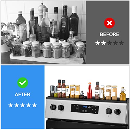 30" Magnetic Stove Top Shelf Spice Rack,2 Pack 15" kitchen Seasoning Organizers Storage Gadgets Spice Rack Over The Stove Shelf Metal (Black-2 Pack 15") - color: Black-2 Pack 15"