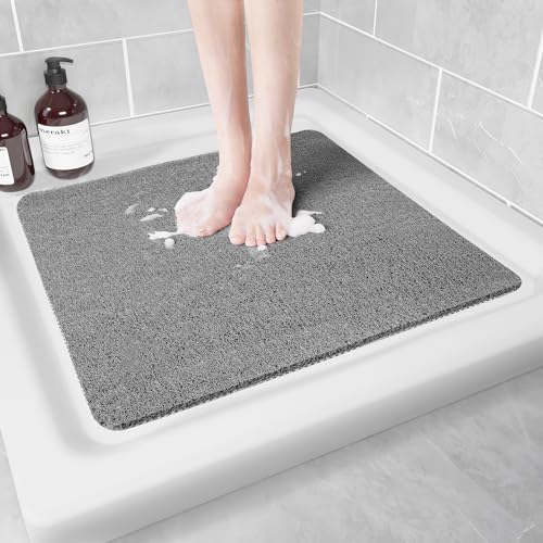 Hargiis Non Slip Shower Mat, Anti Slip Bath Mat, Quick Drying Bath Tub Mats, Foot Scrubber Mat, Anti Slip Mat for Tub, Floor, Bathroom, Home, Kitchen, Hotel (Grey 24”x24”) - color: Grey, size: 24" x 24" (Rectangular)