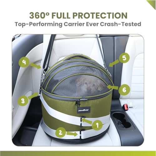 Crash-Tested 3-in-1 Portable Small Dog Car Seat, Cat Bed & Pet Carrier – CPS Certified for Crash Protection & Safe Travel (Green) - color: Green
