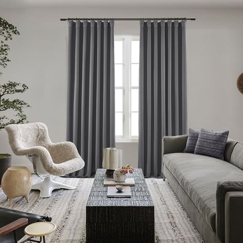 SHINELAND Thermal Insulated Energy Efficient Blackout Curtains, 72 Inch Long Black Out Drapes for Bedroom Living Room, Dark Grey - color: Dark Grey, size: 52"W x 72"L (Pack of 2)