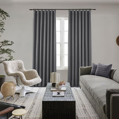 SHINELAND Thermal Insulated Energy Efficient Blackout Curtains, 72 Inch Long Black Out Drapes for Bedroom Living Room, Dark Grey - color: Dark Grey, size: 52"W x 72"L (Pack of 2)