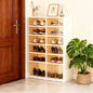 SAYMA Foldable Shoe Rack Organizer, Plastic Collapsible Shoe Storage Cabinet with Door, Easy Assembly Shoe Shelf for Entryway, Clear Stackable Shoe Box (6 Tiers, 24 Pairs) - size: 6 Tiers-24 Pairs
