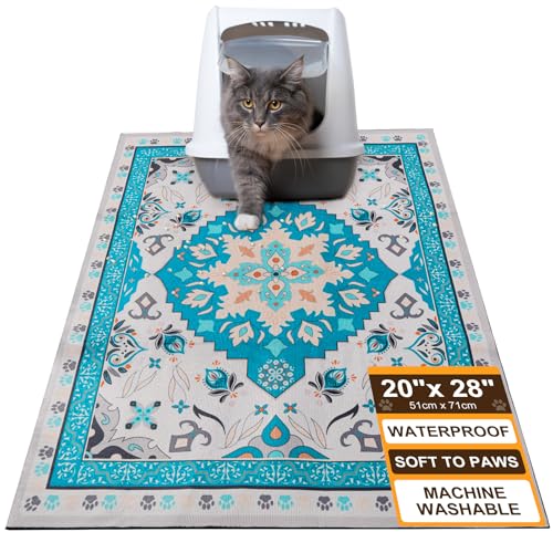 BEAUTYZOO Cat Litter Mat Litter Trapping Mat, 32"x 45" Large Litter Box Mat, Waterproof Kitty Litter Mat, Non-Slip Litter Rug Mats Pads for Floor Scatter Control, Soft on Paws & Easy to Clean, Blue - color: Blue, size: L: 32x45 inch