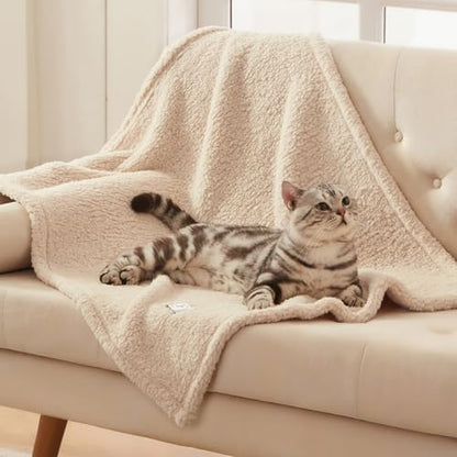 1 Pack 3 Calming Blankets Fluffy Premium Fleece Pet Blanket Soft Sherpa Throw for Dog Puppy Cat Beige Small (23" x16'') - color: Beige, size: Small (Pack of 3)