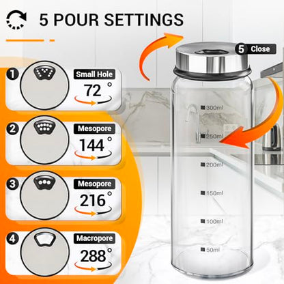 Segarty Glass Spice Jars, 3 Pack 10oz Large Spice Jar with Labels, Spice Container with Adjustable Shaker Lids, Salt Pepper Shakers Set Seasoning Bottles with 136 Stickers, 1 Chalk Marker and 1 Brush - size: 10oz / 300ml