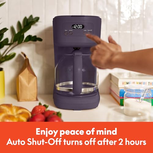 bella 12 Cup Programmable Coffee Maker, Reusable Dishwasher Safe Accessories, Easy LCD display, Auto Shutoff, 900 watt, Plum - color: Plum