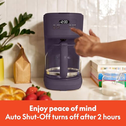 bella 12 Cup Programmable Coffee Maker, Reusable Dishwasher Safe Accessories, Easy LCD display, Auto Shutoff, 900 watt, Plum - color: Plum