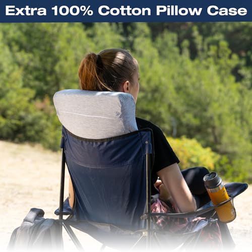 alkamto Travel & Camping Comfortable Memory Foam Pillow – Easy to Carry Portable Bag – Temperature Regulating Pillow Case (Grey Contour + Extra Cover) - size: Grey Contour Travel + Extra Cover