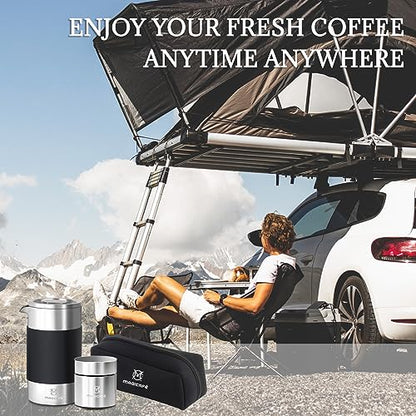 French Press Coffee Maker Set, Portable French Press with Mini Coffee Canister and Collection Bag, Single Serve 1 Cup Small Stainless Steel Double Walled Coffee Press 350ml/12oz - size: 12 fl oz (350 ml) + 1.4 fl oz (100 ml)