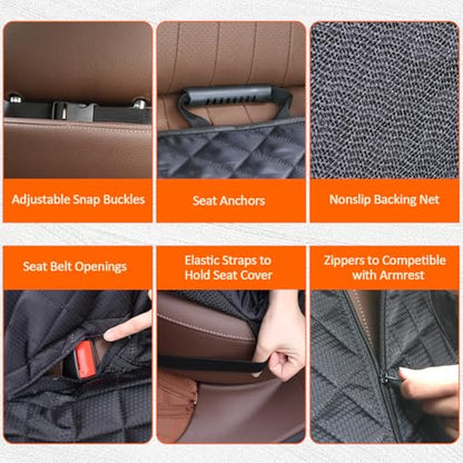 Dog Car Seat Cover for Back Seat, Waterproof Non-Slip Car Seat Covers Protector Scratchproof, Pet Bench Seat Covers for Cars, Trucks, Large Sedan, Large SUV (56" W*52" L) - size: 56"W*52"L