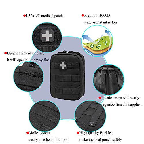 Carlebben EMT Pouch MOLLE Ifak Pouch Tactical MOLLE Medical First Aid Kit Utility Pouch - color: Black