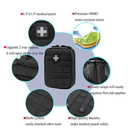Carlebben EMT Pouch MOLLE Ifak Pouch Tactical MOLLE Medical First Aid Kit Utility Pouch - color: Black