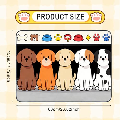 Nuxovilar Pet Food Mat Dog Supplies Cute Canine-Themed Polyester (23.62×17.71 inches) Bowl Water Spill Pad Feeding Gear for Home, Feeding Area, Pet Station - color: Mi07690