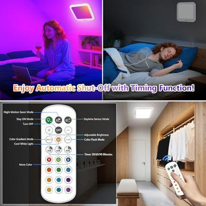Bairth RGB Rechargeable Motion Sensor Closet Light - 2 Pack - color: RGBW, size: 2 Packs-8000mAh