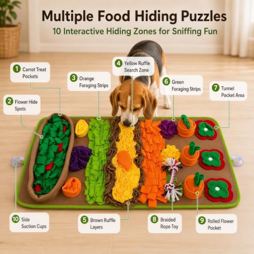 Snuffle Mat for Dogs – Extra Large 32'' x 20'', Washable Slow Feeder Dog Toy, Durable Interactive Dog Puzzle for Mental Stimulation & Nosework Training, with Anti-Slip Suction Cups - color: Green-Yellow