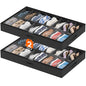 Lifewit Under Bed Shoe Storage Organizer 2 Pack(16 Shoes Cells), 4.3 Inches Profile Fabric Shoes Container Box with Clear Cover, Foldable Storage Bag with 2 Handles, Fits 16 to 32 Pairs - style: 16 Shoes Cells