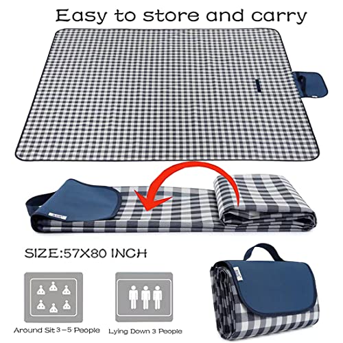 RUIBOLU Large Picnic Blanket Beach Blankets, 80''x60'' Picnic Mat Waterproof Sand Proof Foldable Portable for Outdoor Camping Hiking Travel Grass Park Music Festival Lawn Mats - color: Black 80x60 Inch