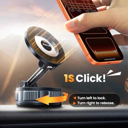 2026 Upgraded Vacuum Car Phone Holder for Magsafe [108+LB Strongest Suction & 3000gf Strongest Magnetic] 360° Adjustable Magnetic Phone Holders for Car for iPhone 17-12 Pro Max Plus Air Clear - color: Clear