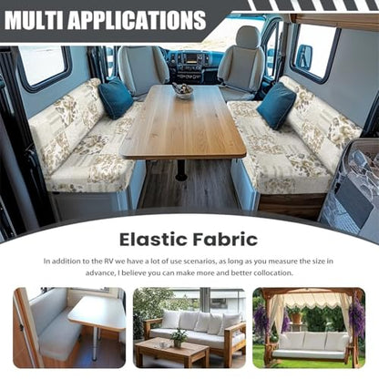 RV Dinette Cushion Covers - Dustproof Camper Sofa Replacement Couch Cushion Slipcovers with Floral Grid for Travel Trailer Couch - color: Floral Grid