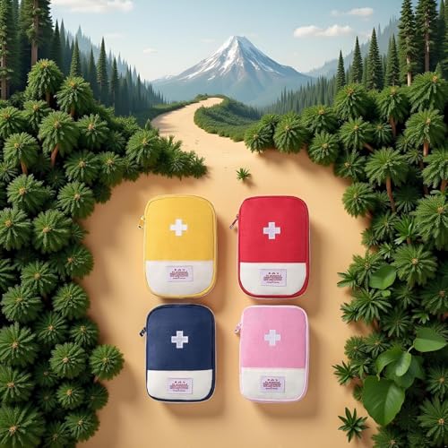 4 Pcs Travel First Aid Pouch,Empty Mini First Aid Pouch, Portable Outdoor First Aid Medical Rescue Bag Multi-Function Emergency Medicine Storage Organizer Bag Health and Household Supplies (Small)