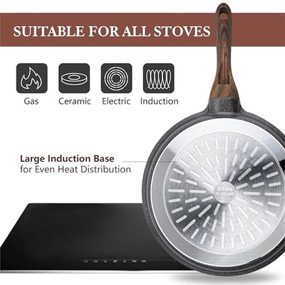 SENSARTE Nonstick Cookware Set 13-Piece, Non Stick Pots and Pans Set with Swiss Granite Coating, Healthy Kitchen Cooking Set, Stay-Cool Handles, Induction Compatible, PFOA/PFOS Free - color: Gray