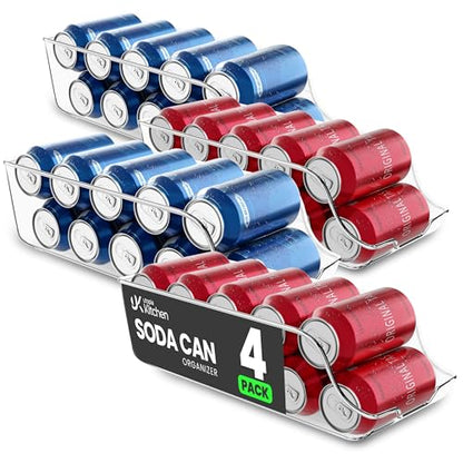 Utopia Kitchen Soda Can Organizer and Dispenser for Refrigerator/Pantry - Durable Can Storage Organizer Fridge & Kitchen Organization - (Clear, Set of 4) - size: Pack of 4