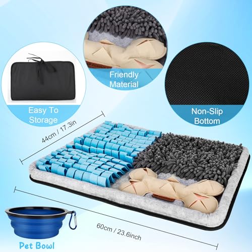 Snuffle Mat for Dogs, Interactive Feed Mat for Boredom, 17.3"×23.6" Pet Foraging Mat for Smell Training and Slow Eating with Stress Relief, Foraging Skills, Brain Stimulation